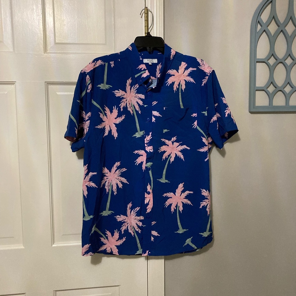 Tropical Blue and Pink Palm Men's Shirt